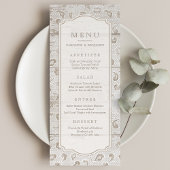 Wit kanten hout rustiek land bruiloft menu