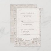 Wit kanten hout rustiek land bruiloft RSVP (Voorkant / Achterkant)