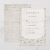 Wit kanten hout rustiek land bruiloft RSVP Kaartje (Voorkant / Achterkant)