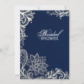  wit kantpatroon marineblauw vrijgezellenfeest kaart (Voorkant)