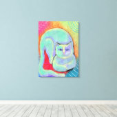 wit kat Abstract schilderij Canvas Afdruk (Insitu (Houten vloer))