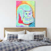 wit kat Abstract schilderij Canvas Afdruk (Insitu (Slaapkamer))
