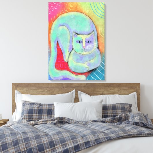  wit kat Abstract schilderij Canvas Afdruk (Insitu (Slaapkamer))