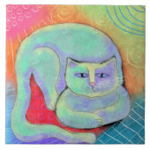  wit kat Abstract schilderij Tegeltje (Voorkant)