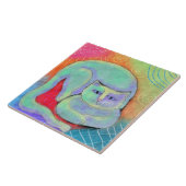  wit kat Abstract schilderij Tegeltje (Zijkant)