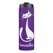 Wit kat ontwerp thermische trommel thermosbeker (Voorkant)