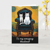  wit kat paar echtgenoot vrouw Jubileum Kaart (Gele Bloem)