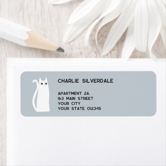 Wit Kat Return-adres Etiket (Insitu)