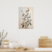 Wit Katoenen Bloemen Art Print Poster (Keuken)