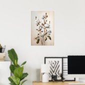Wit Katoenen Bloemen Art Print Poster (Thuiskantoor)