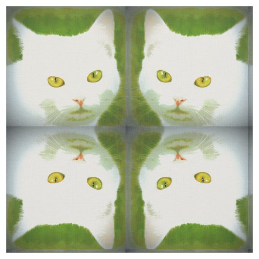 wit kattepatroon stof (Swatch)