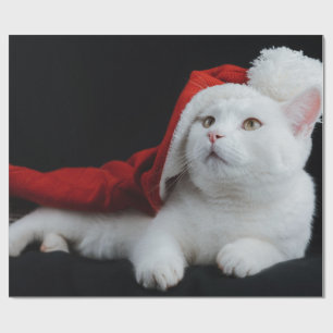 Wit Kerst Kat Verpakkingsdocument Cadeaupapier
