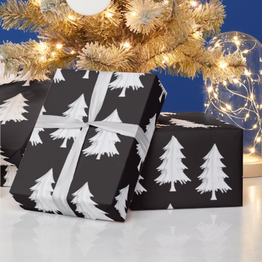 Wit kerstboom inpakpapier Zwart (Feestdagen)