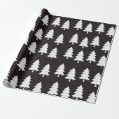Wit kerstboom inpakpapier Zwart (Uitgerold)