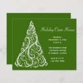 Wit-kerstboomfeest Open House Uitnodiging (Voorkant / Achterkant)