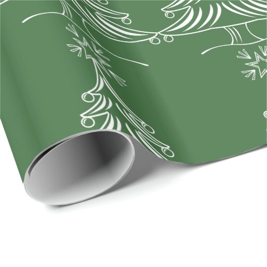 Wit kerstboompapier Elegant Wrapping Paper Cadeaupapier (Rol Hoek)