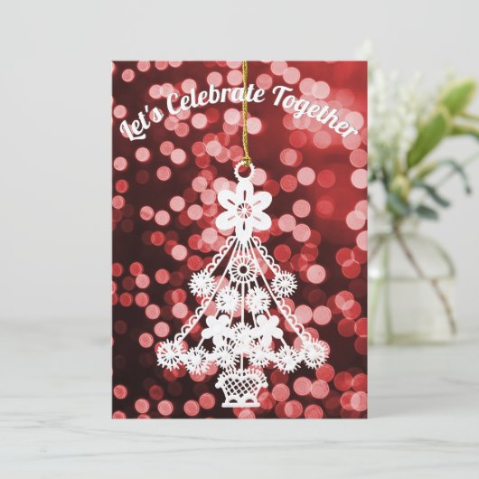 Wit-kerstboomversiering Kaart (Staand voorkant)