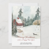 Wit kerstfeest Waterverf winterlandschap Feestdagenkaart (Voorkant)
