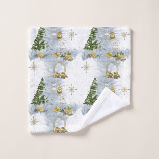 Wit kersthuwelijk Herhaaldesign Bad Handdoek (Wasdoekje)