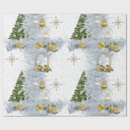 Wit kersthuwelijk Herhaaldesign Cadeaupapier (Vlak)