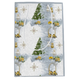 Wit kersthuwelijk Herhaaldesign Medium Cadeauzakje