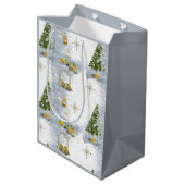 Wit kersthuwelijk Herhaaldesign Medium Cadeauzakje (Achterkant Gekanteld)