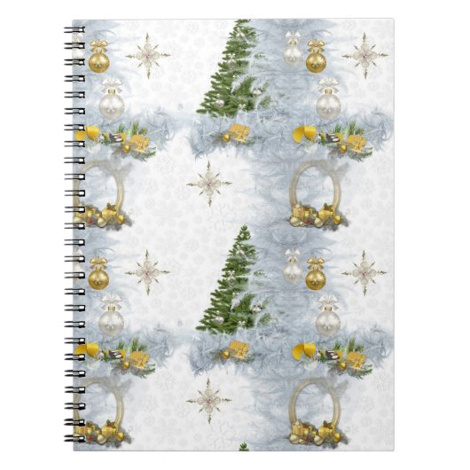 Wit kersthuwelijk Herhaaldesign Notitieboek (Voorkant)