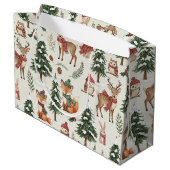 Wit Kerstmis Bos Vos Herten Konijn Patroon Groot Cadeauzakje (Achterkant Gekanteld)