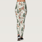 Wit Kerstmis Bos Vos Herten Konijn Patroon Leggings (Achterkant)