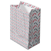 Wit Kerstmis Candy Cane Naadloos Patroon Medium Cadeauzakje (Voorkant Gekanteld)