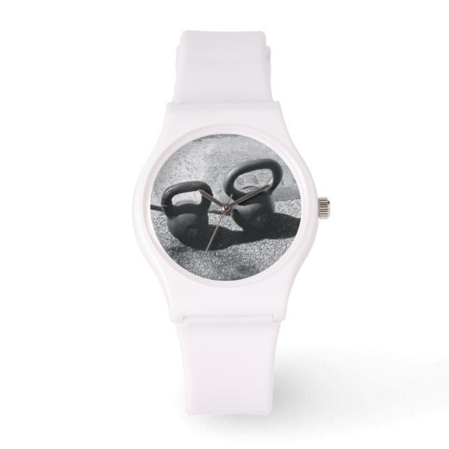Wit Kettlebell horloge (Voorkant)