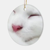 Wit keukenkat met slaapplaats keramisch ornament (Links)