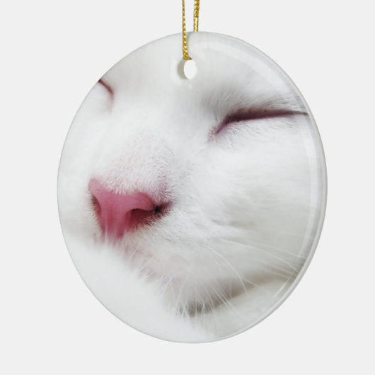 Wit keukenkat met slaapplaats keramisch ornament (Links)