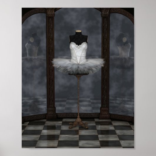 Wit Klassiek Ballet Tutu Reflections Poster (Voorkant)