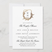 Wit klassiek zwart goud motief koppels douche kaart (Voorkant)