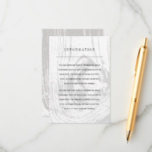 Wit Klassieke Rustieke Woodgrain Winter Bruiloft I Informatiekaartje