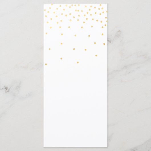 Wit Klein Goud Confetti Elegant Menu Kaart (Achterkant)
