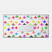 Wit Kleurrijk Fleur-de-lis Patroonontwerp Bureaumat (Keyboard & Muis)