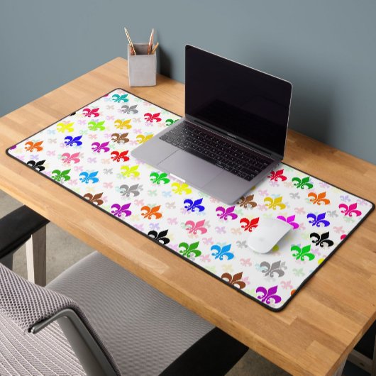 Wit Kleurrijk Fleur-de-lis Patroonontwerp Bureaumat