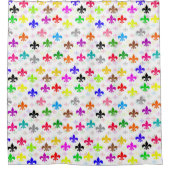 Wit Kleurrijk Fleur-de-lis Patroonontwerp Douchegordijn (Voorkant)