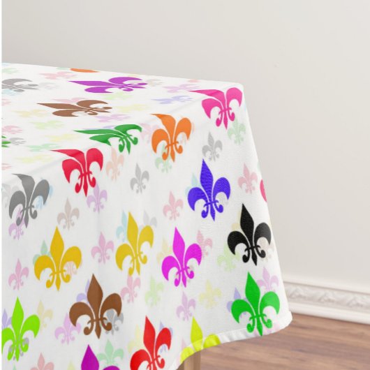 Wit Kleurrijk Fleur-de-lis Patroonontwerp Tafelkleed
