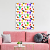Wit Kleurrijk Handafdruk Patroon Ontwerp Canvas Afdruk (Insitu (Woonkamer))
