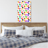 Wit Kleurrijk Handafdruk Patroon Ontwerp Canvas Afdruk (Insitu (Slaapkamer))