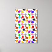 Wit Kleurrijk Handafdruk Patroon Ontwerp Canvas Afdruk (Voorkant)