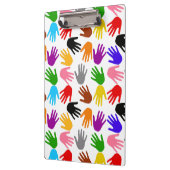 Wit Kleurrijk Handafdruk Patroon Ontwerp Klembord (Links)