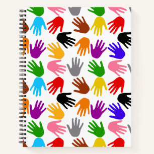 Wit Kleurrijk Handafdruk Patroon Ontwerp  Notitieboek