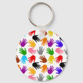Wit Kleurrijk Handafdruk Patroon Ontwerp Sleutelhanger (Achterkant)