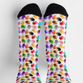 Wit Kleurrijk Handafdruk Patroon Ontwerp Sokken (Top)