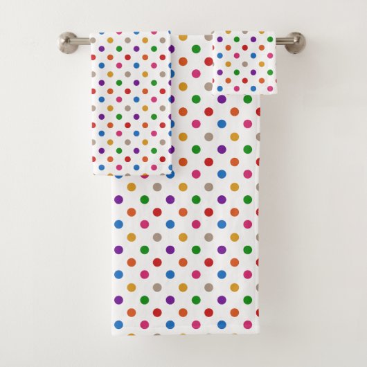 Wit Kleurrijk Regenboog Stippen Design Bad Handdoek (Insitu)