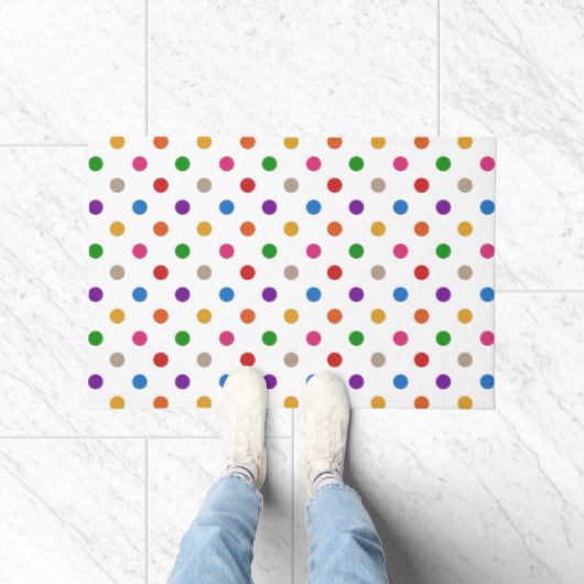 Wit Kleurrijk Regenboog Stippen Design Deurmat (Binnen)